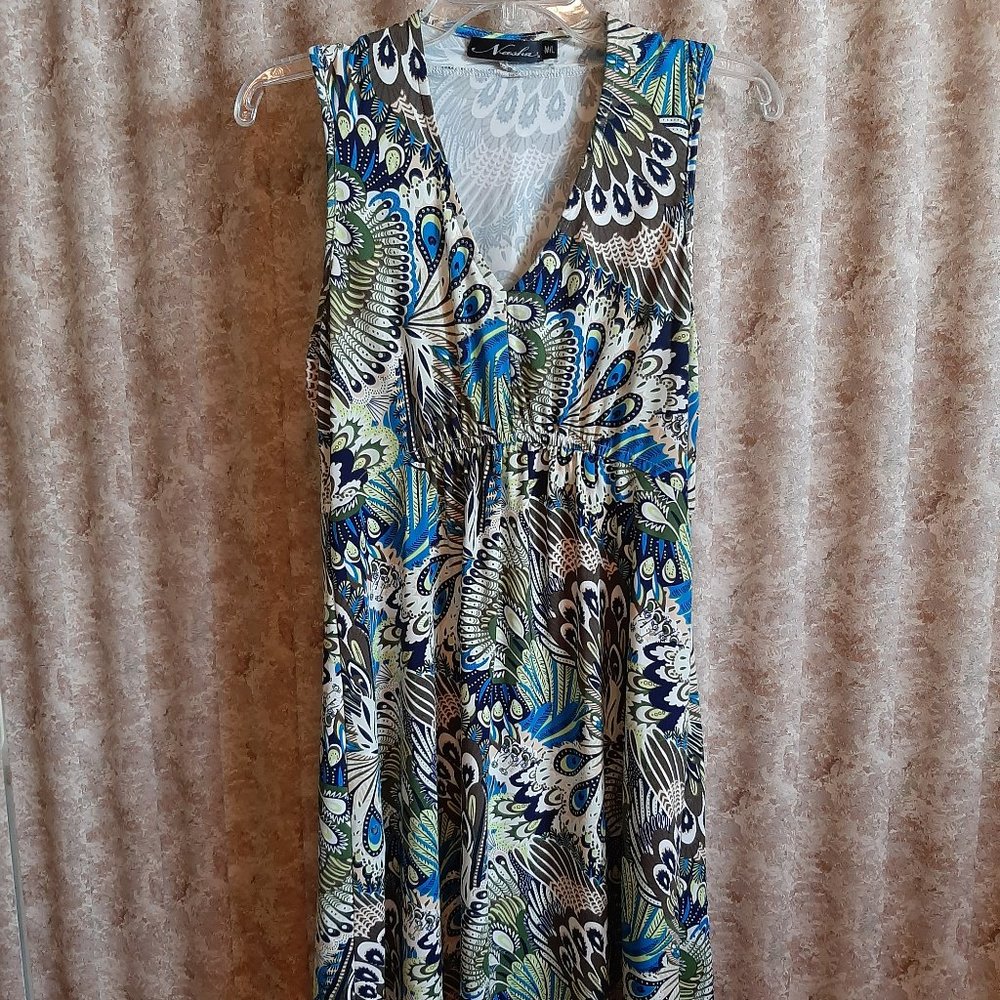 GUC Peacock print sleeveless dress size M/L
